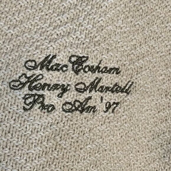 Vintage 90s Sweater Vest Beige 1997 Pro-Am Golf Cardigan - Picture 2 of 11